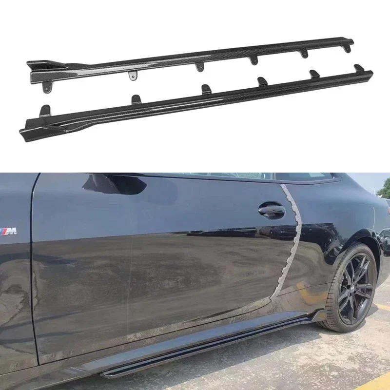 G22 V style Real Carbon Fiber Car Side Skirts Extensions For BMW 4 series G22 G23 Coupe Convertible 2021 2022