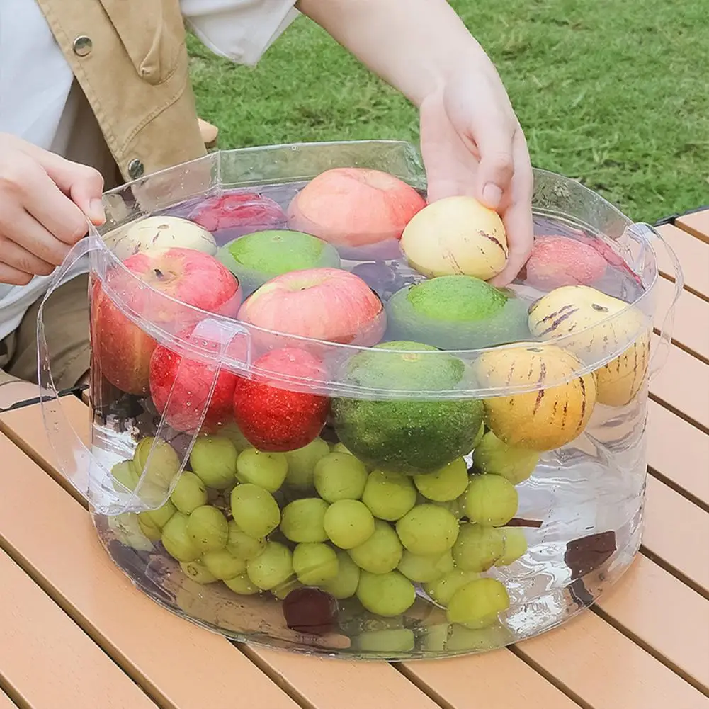 Waterproof Folding Basin Collapsible Waterproof Pvc Wash Basin Bag with Portable Handle for Outdoor Camping Fishing 6.8/12l