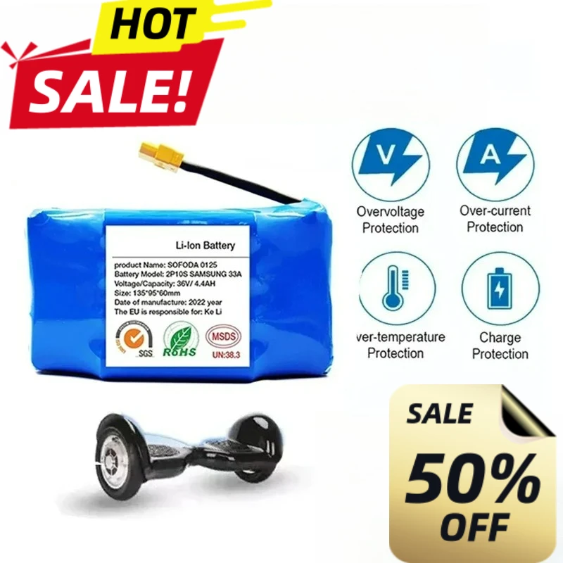 

36v 4.4Ah Rechargeable Lithium Battery 10S2P 4400mAh 18650 Electric Self Balancing Scooter Hoverboard Batteries