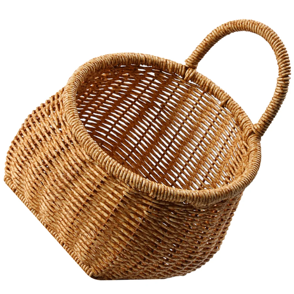 

Rattan Storage Basket Decor Vegetable Container Woven Food Containers Weaving Craft Vases Kitchen Hanging Wall Baskets