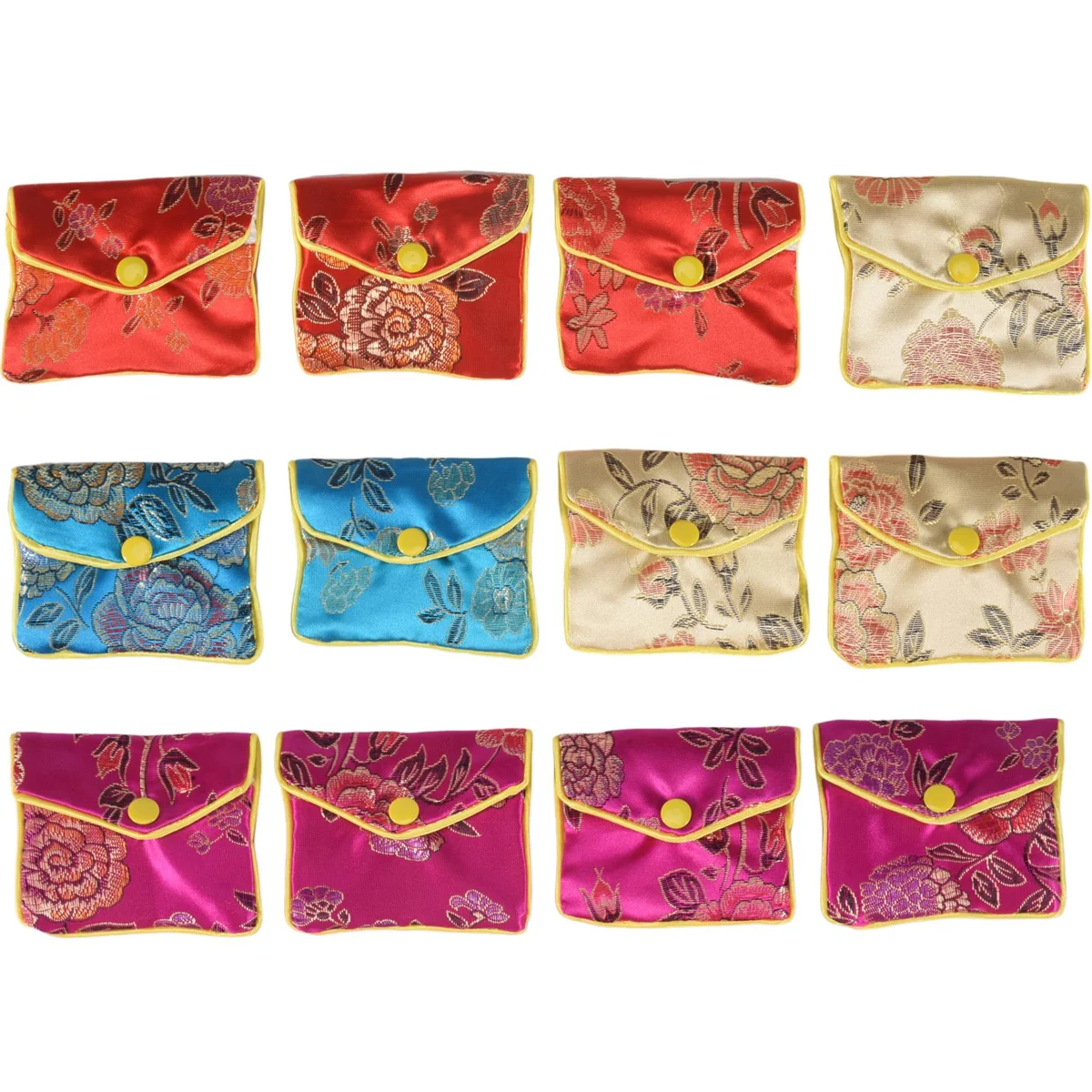 FZFZ 12피스 쥬얼리 실크 지갑 가방 브로케이드 자수 가방 선물 가방, 다양한 색상