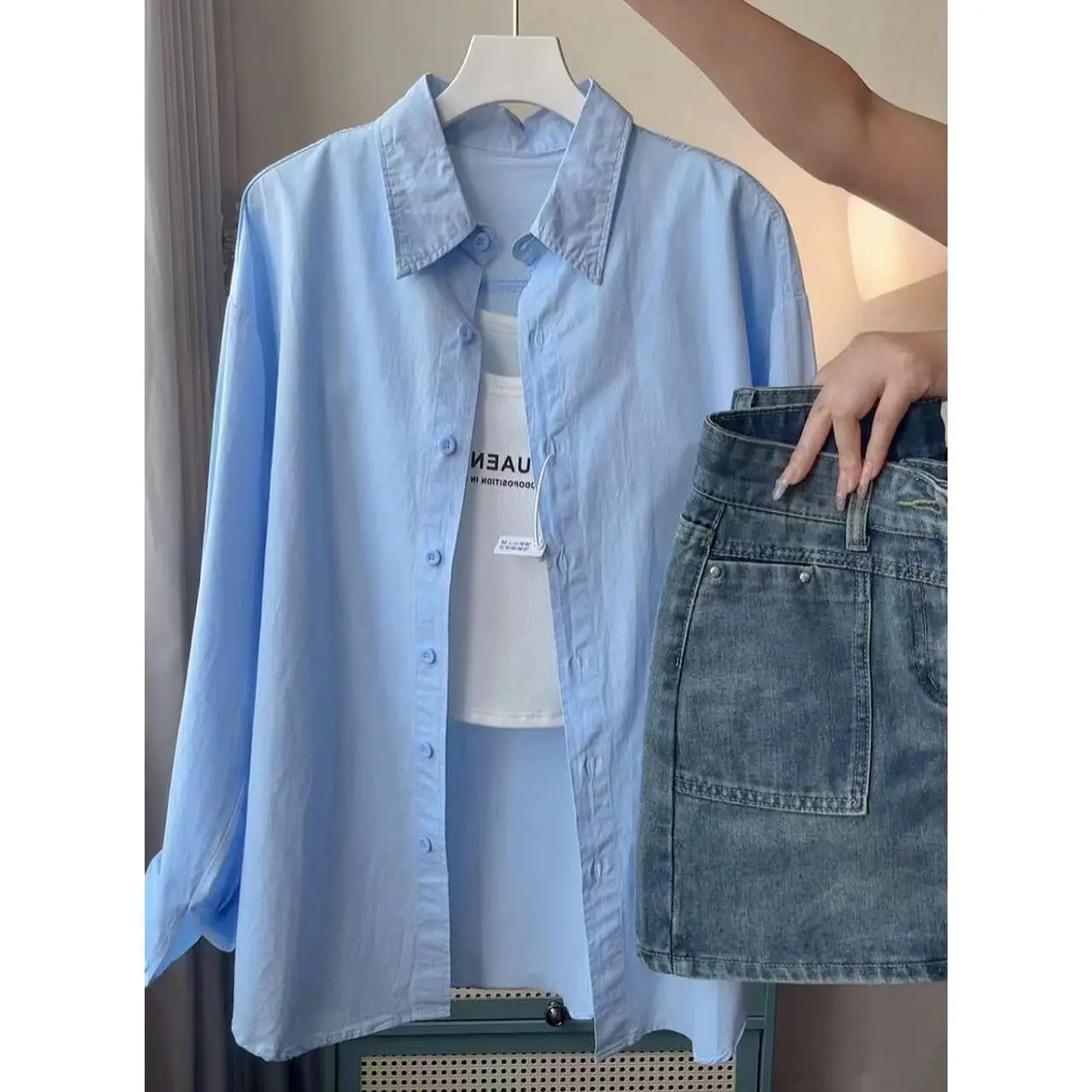 2024 New Casual Fashion Solid Color Long Sleeve Blouse Women Clothing Simplicity Buttons Loose Cardigan Shirts Ladies All-match