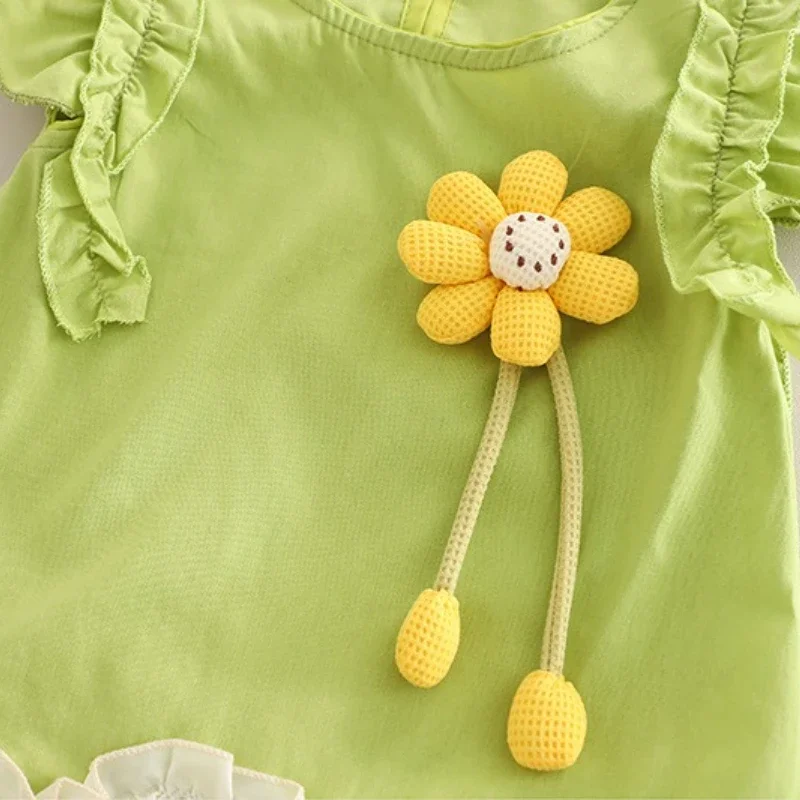 Nowy Letni Zestaw Ubranek dla Niemowląt Dziewczęcych Bez Rękawów Kamizelka Szorty 2szt./Komplet Ubrania dla Niemowląt Kostium dla Malucha Stroje dla Dzieci