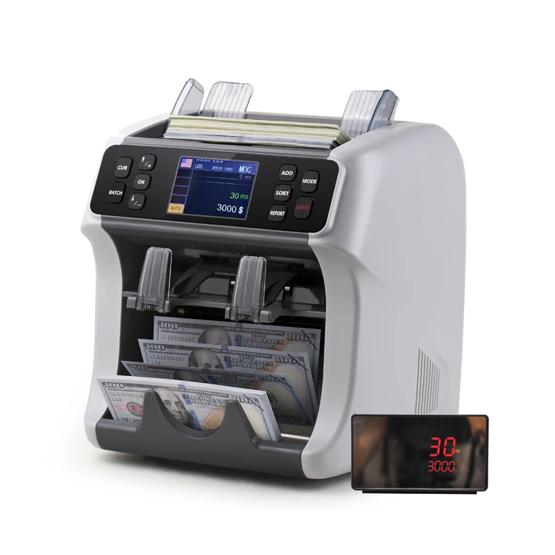 Efficient CAD Currency Cash Counter Machine for Bank Use High Quality Dual Pocket Banknote Sorter