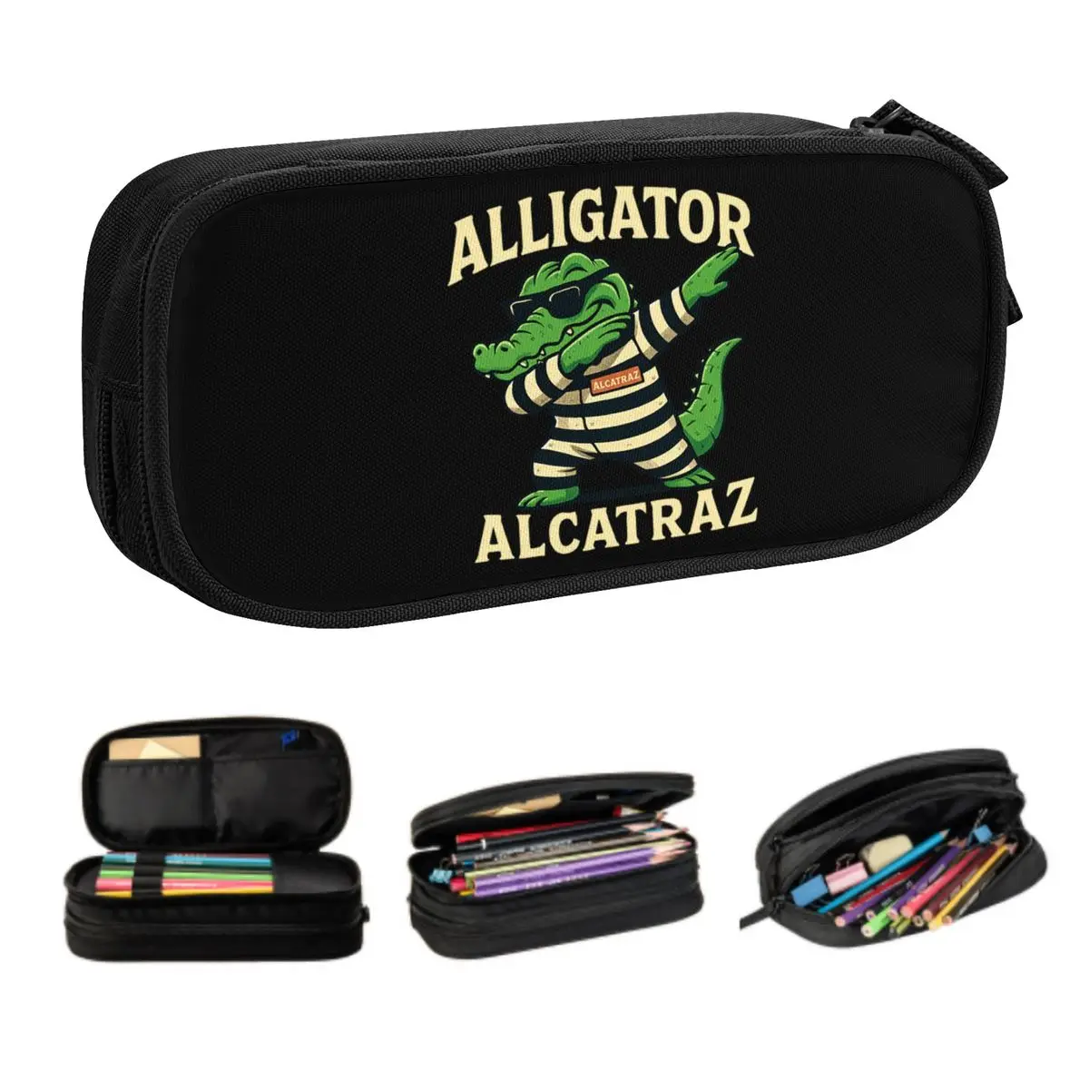 Custom Alligator Alcatraz Evergladees Pencil Case for Boys Gilrs Large Capacity Crocodile Pen Bag Box Stationery