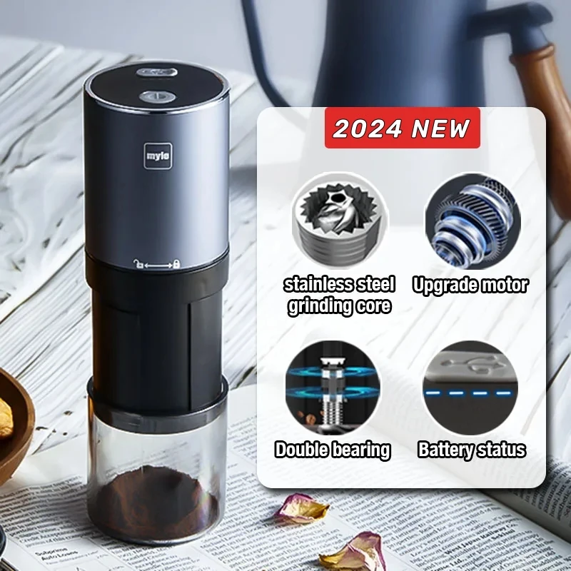 Electric Coffee Grinder New Upgrade Mini Portable Coffee Bean Grinder USB Charge Stainless Steel Espresso Spice Mill Grinders