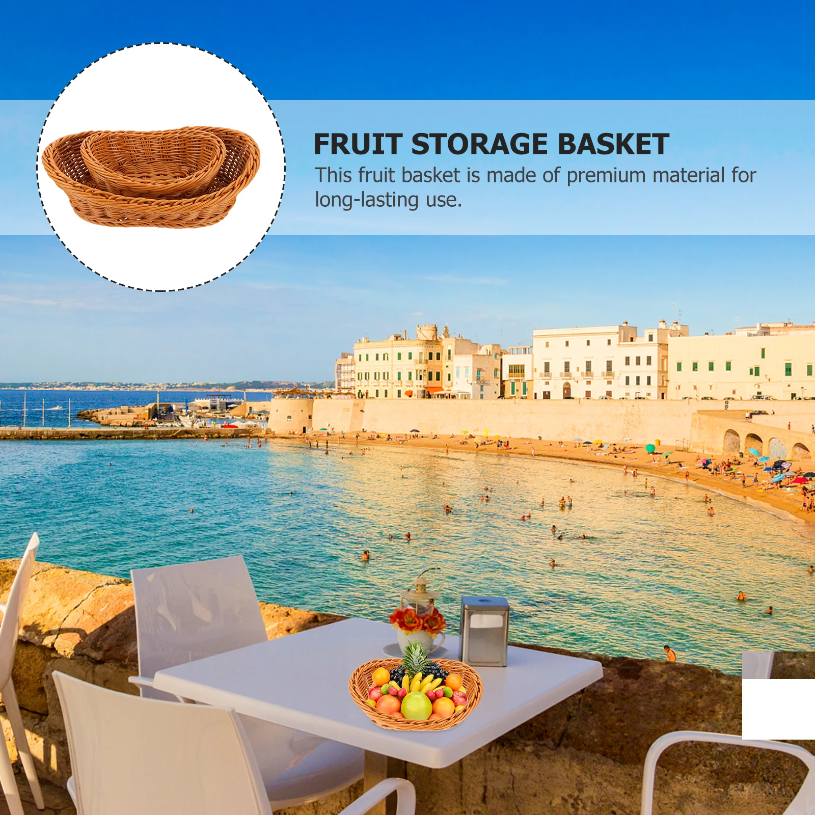 

2Pcs Imitation Woven Fruit Basket Bread Storage Basket Decorative Home Kitchen Countertop Food Organizer Multipurpose