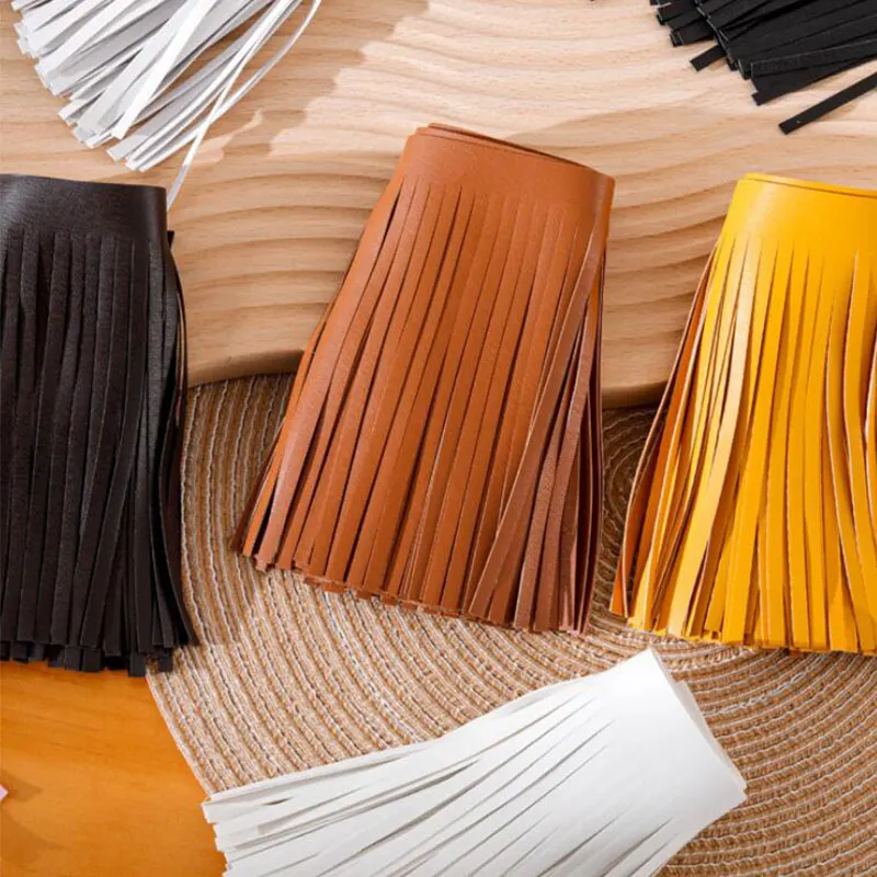 1m PU Faux Leather Tassel 10/15/20/25/30cm Lace Ribbon DIY Jacket Skirt Clothes Handbag Fringe Trim Decor Sewing Accessories