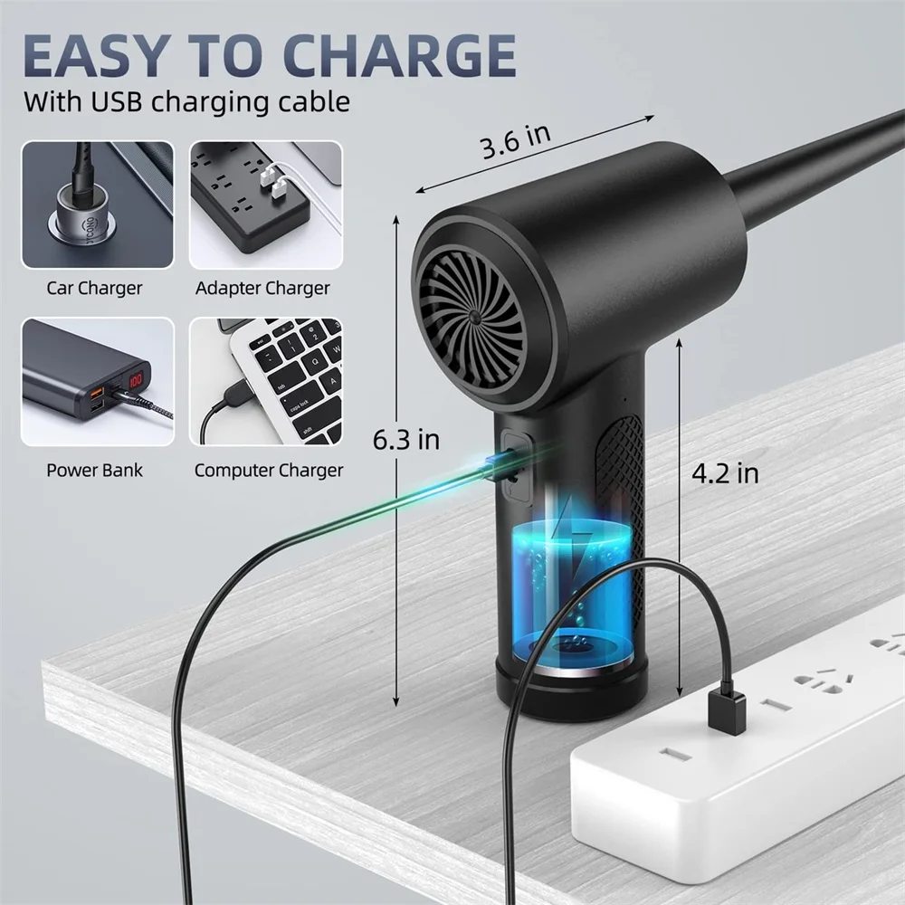 

Wireless Air Duster 50000 RPM Dust Blowing Gun USB Compressed Air Blower Cleaning ，For Computer Laptop Keyboard Camera Cleaning