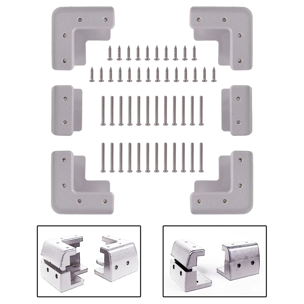 6Pcs ABS Gray Corner Mounting Brackets Kit With Screws For Solar Panel RV Boat Yacht Rack No Drill Installation Accessories