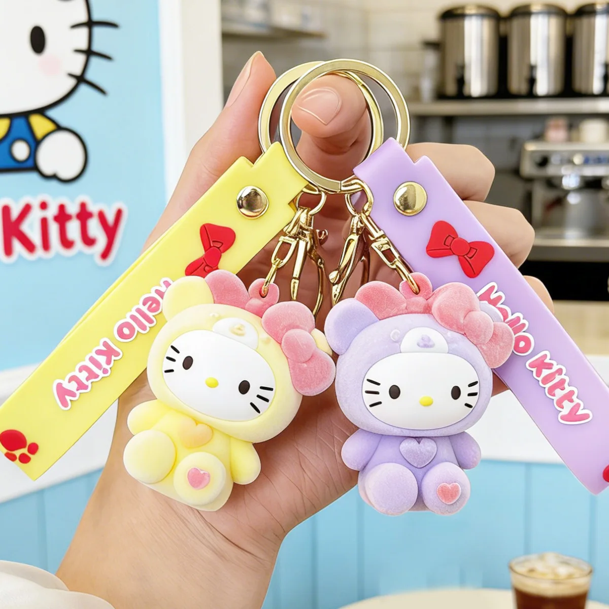 New model Hello kitty Keychain Creative Cartoon  Pendant Cute Car Keychain Backpack Hanging Gift