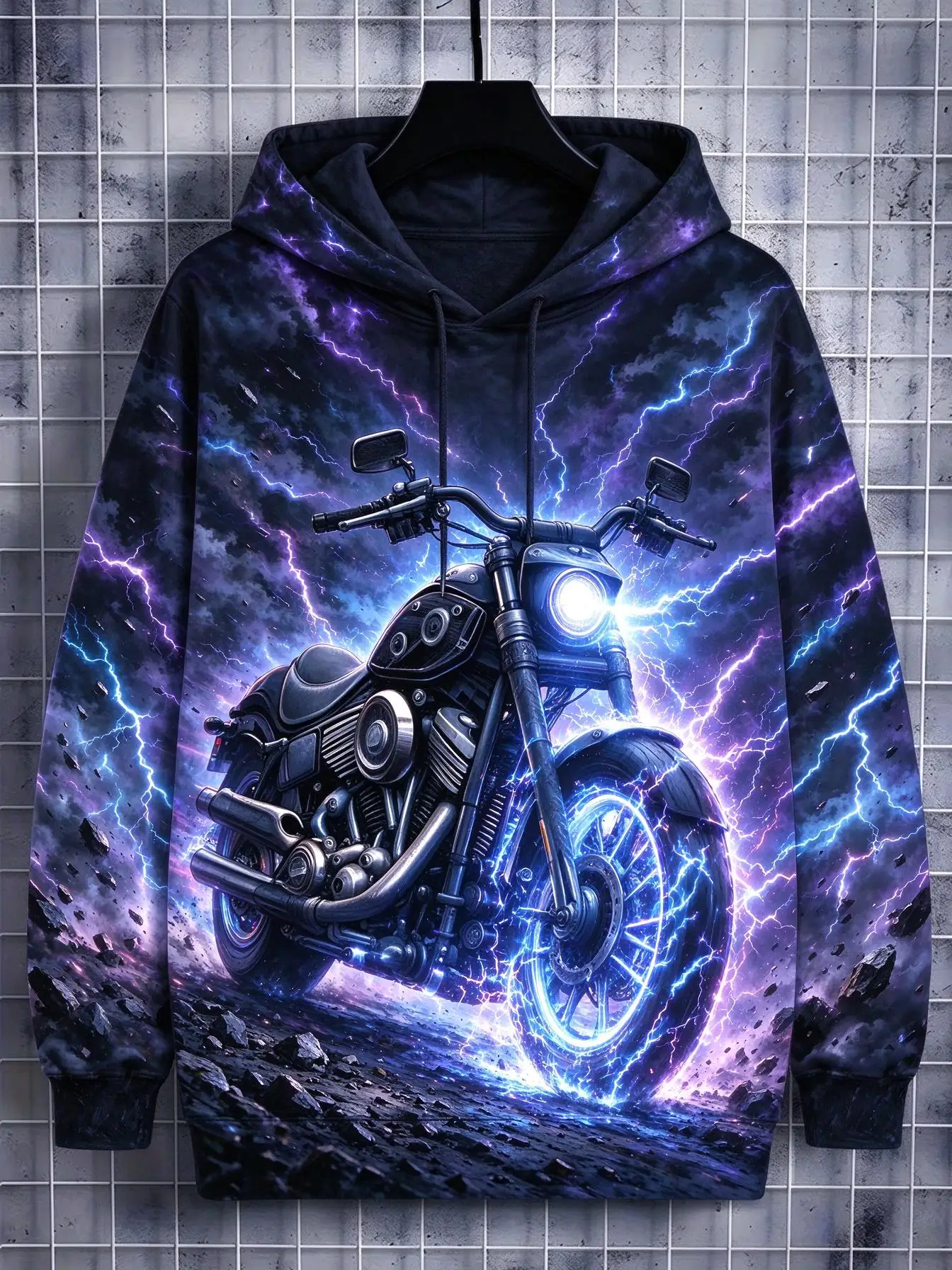 Men's Hoodie Fiery Flame Vintage Motorbike Dark Smoke Graphic Thin Hooded Sweatshirt Loose Fashion Autumn Winter Men's Clothes