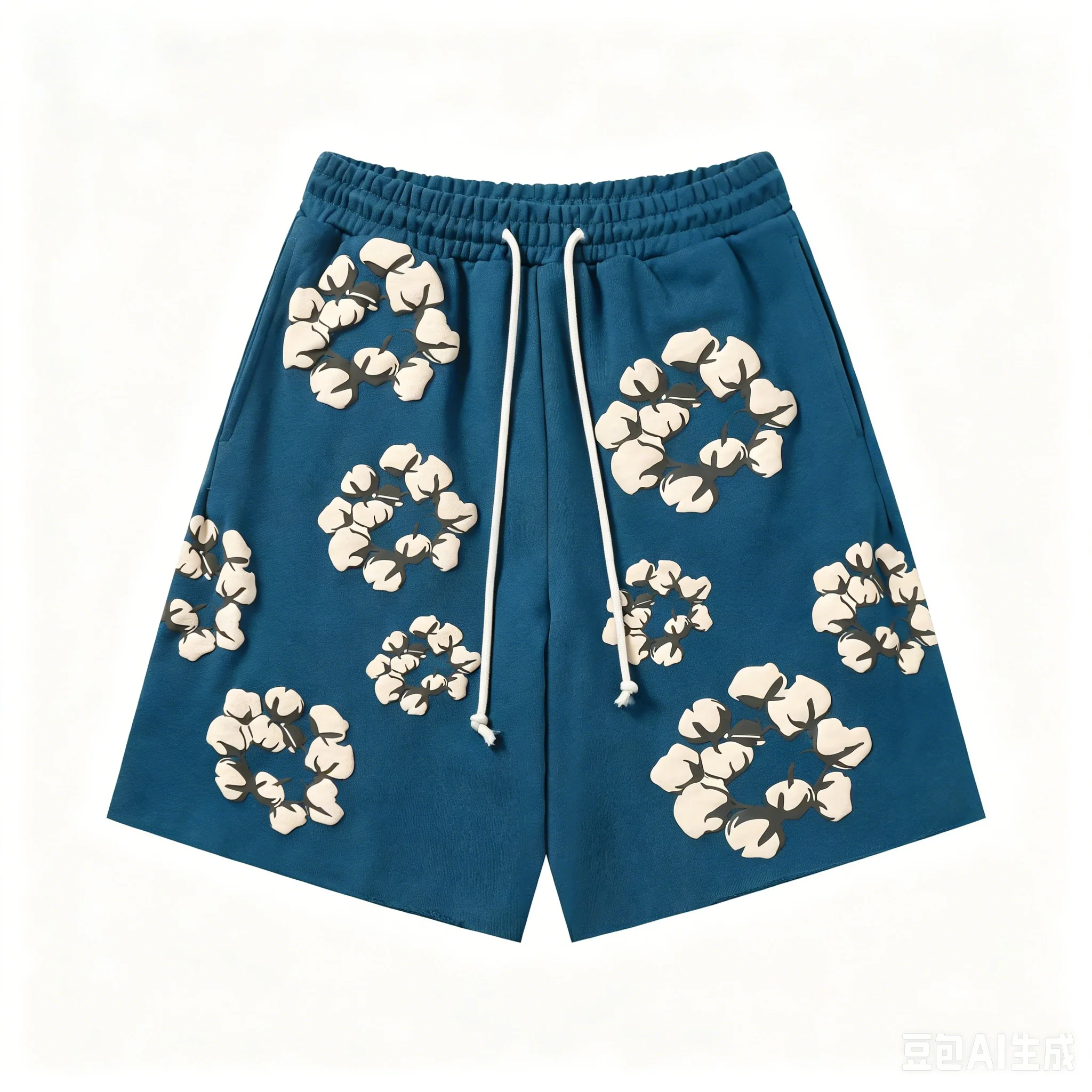 2026 Summer New Men's Navy Wreath 3D Print Sweat Shorts Oversized Pants, Suitable for Daily Wear and Training Kids