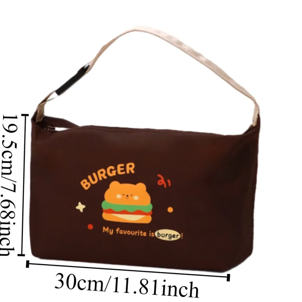 Insulated Cartoon Picnic Bag Bread Print Waterproof Lunch Thermal Bag Oxford Cloth Handheld Portable Tote Lunch Bag