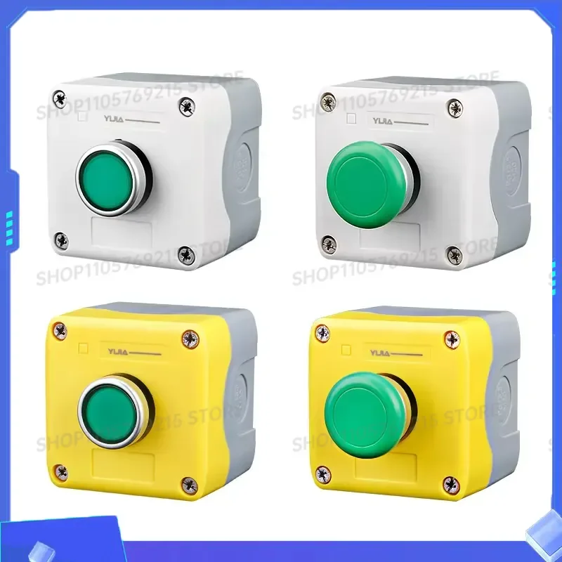 for FORTap Button Switch Box One Hole Self Resetting Green Mushroom Head High Quality Start Stop Switch Fan Button Control