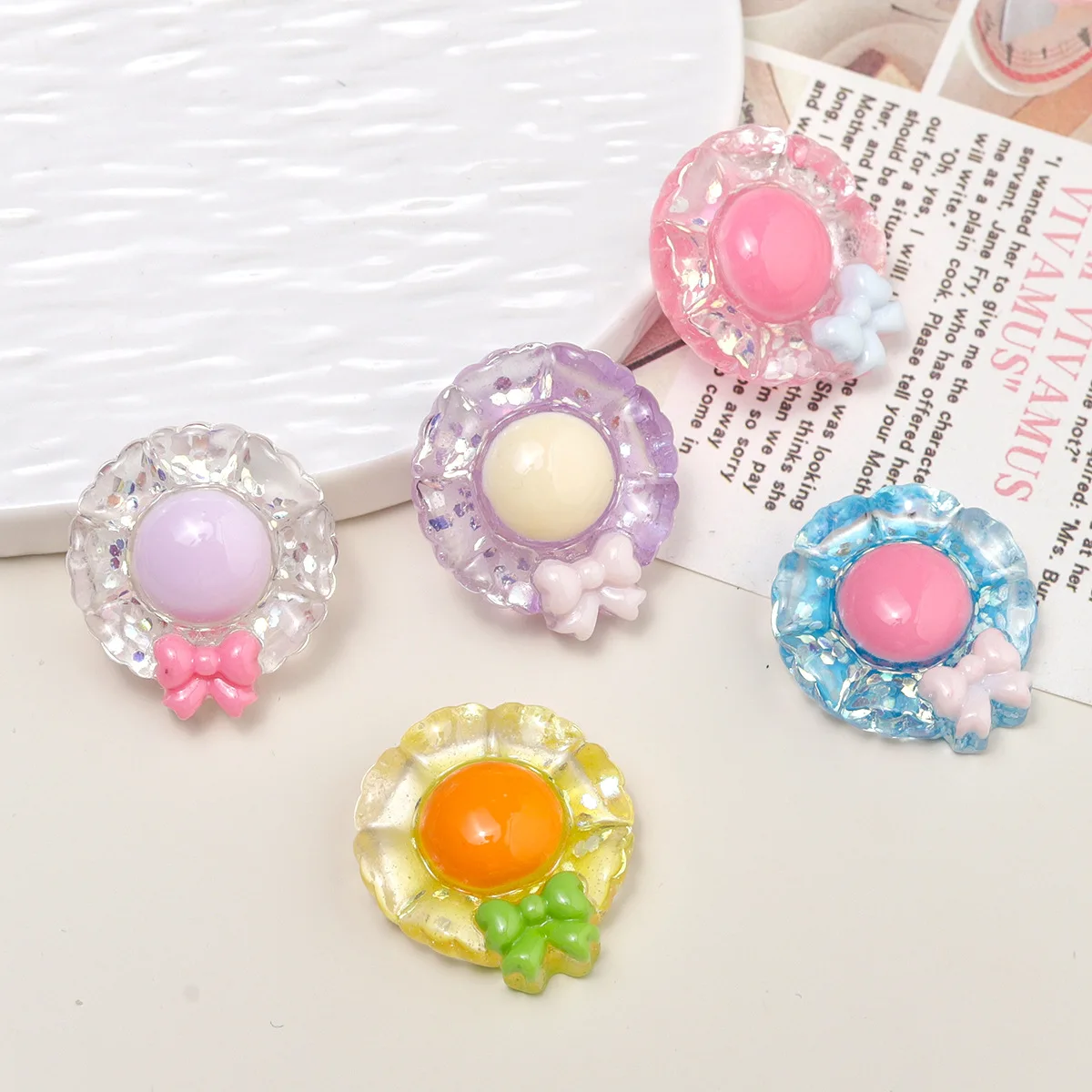 5 個ミニソ花漫画樹脂アクセサリー diy ジャンクケースチャーム手作りミニチュア材料ジュエリー工芸用品