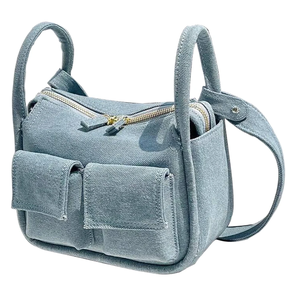 Bolso cruzado de mezclilla para mujer, bandolera de gran capacidad con múltiples bolsillos, con cremallera Simple, suave, para vacaciones de fin de semana