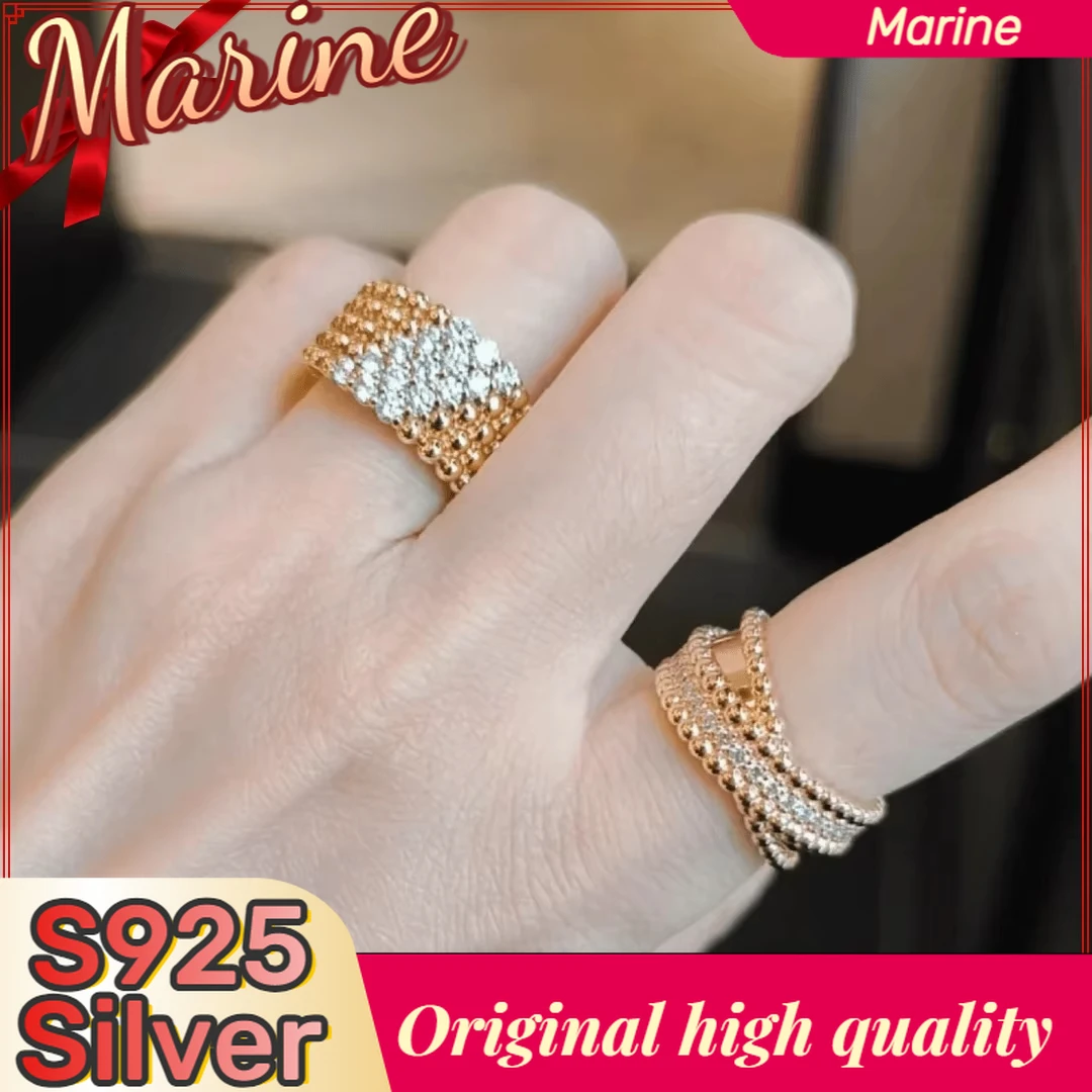 

2025 spring sale Exquisite small diamond bead ring, high-grade S925 silver, optional colors, suitable for holiday gift