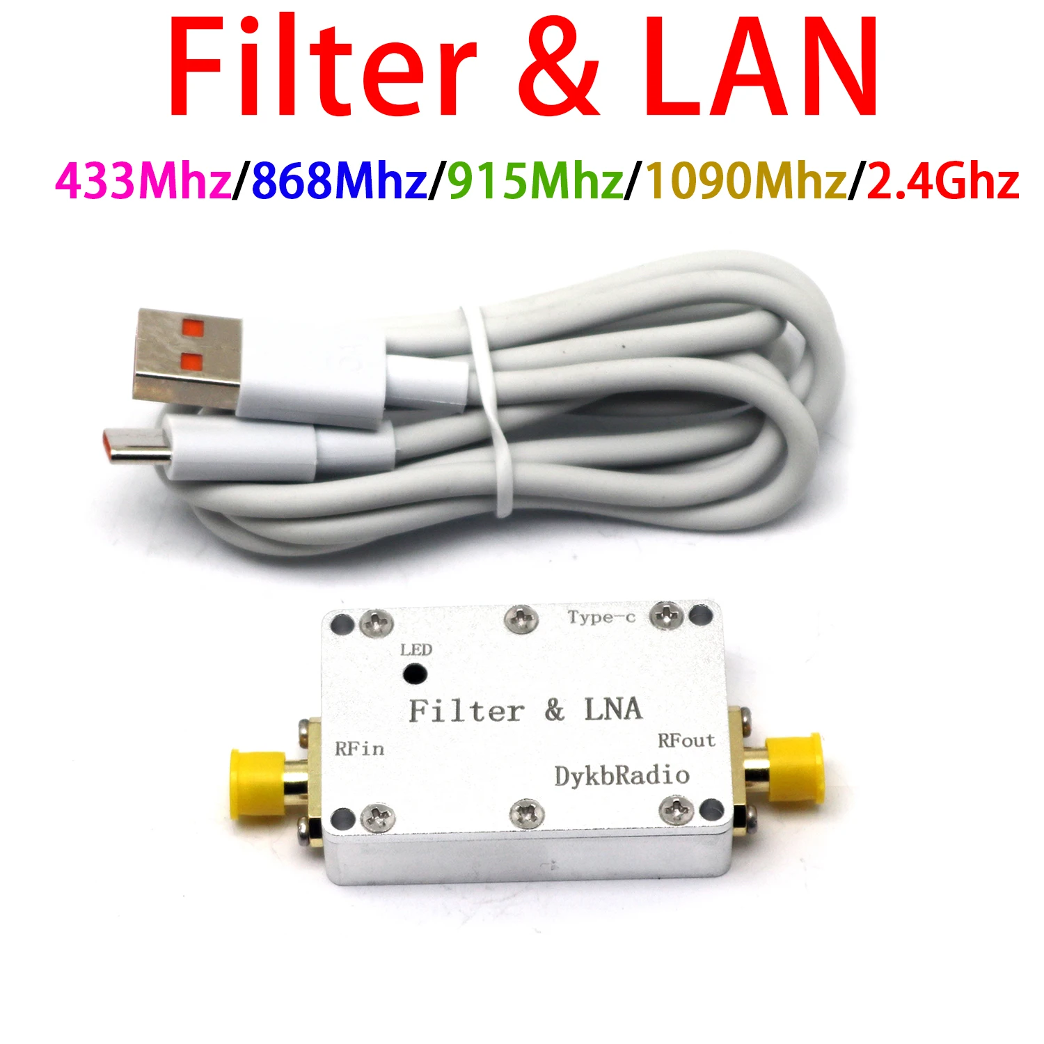 RF Band Pass Filter & Low Noise Amplifier 433Mhz 868Mhz 915mhz 1090MHz 2.4GHz LORA Helium Miner SDR Receiver Walkie Talkie
