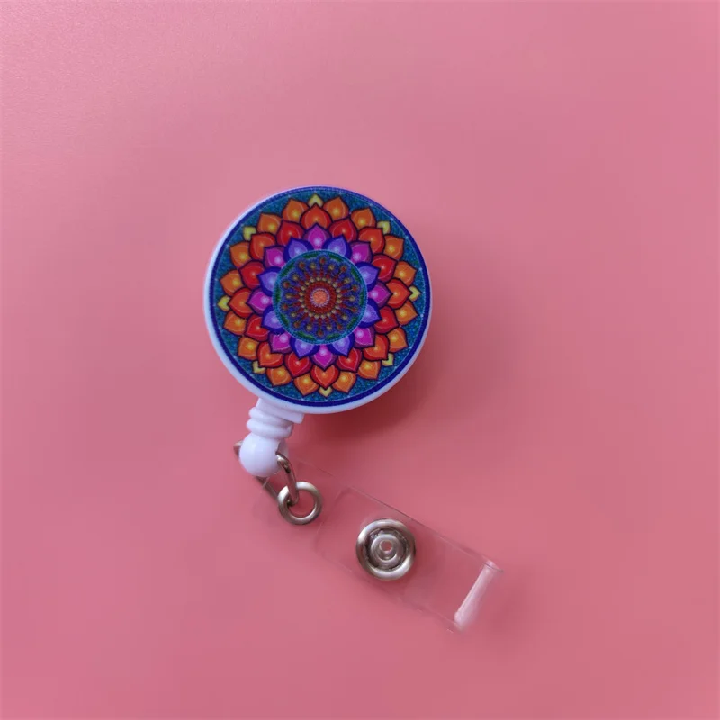 Mandala Ausziehbarer Kartenhalter mit Schnalle für Damen, Geschäfts-Ausweisklammer, Kartenhalter für Mädchen, Ärzte, Krankenschwestern, Ausweishalter – Detail 24