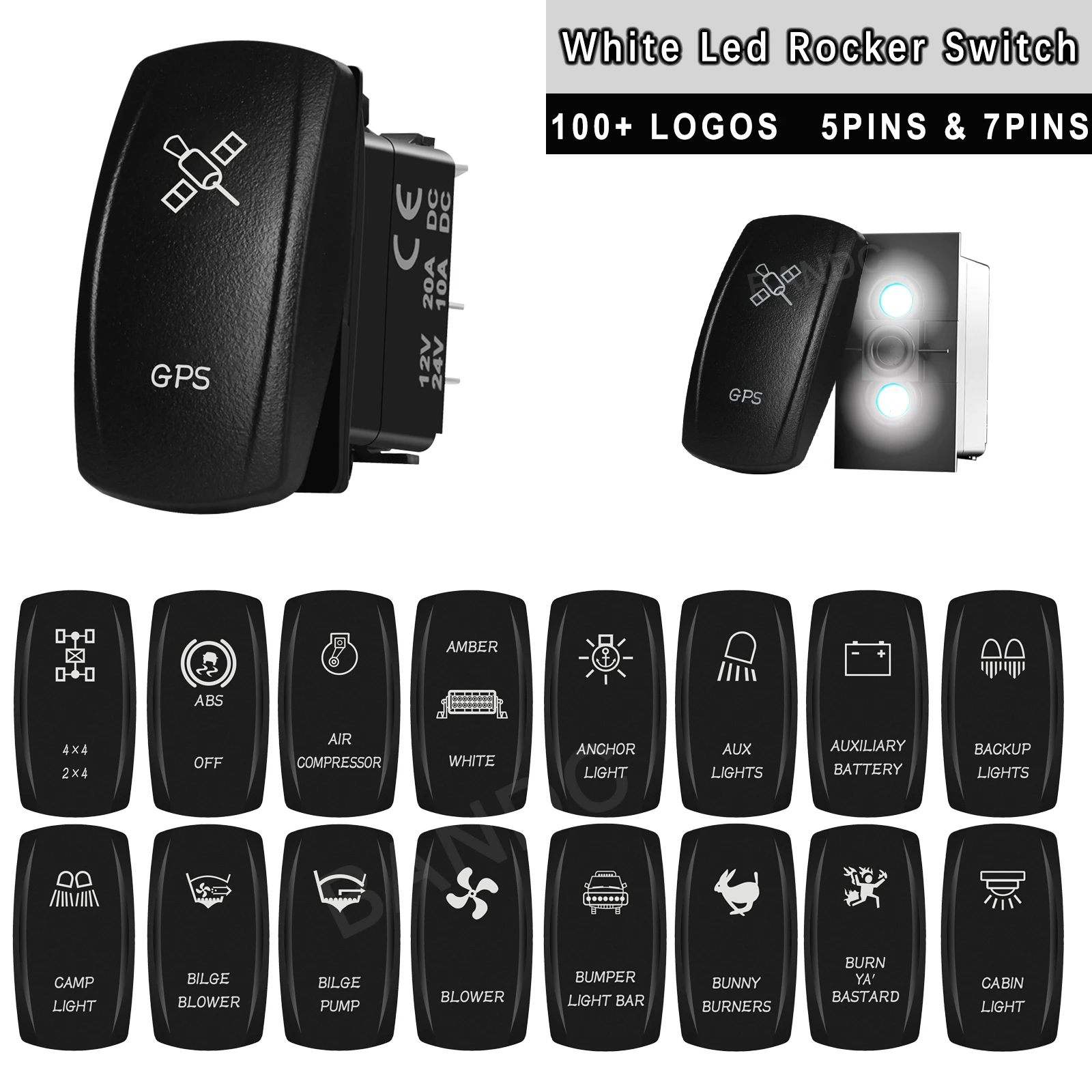 12V 24V Driving Lights Rocker Switch White Led Momentary/Latching Toggle Switch For Car Boat ATV RZR RV CARLING NARVA CONTURA