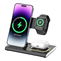 3 in 1 Wireless Charger Stand Pad For iPhone 15 14 13 12 Samsung S23 S22 Galaxy Watch 5 4 Active Buds Fast Charging Dock Station