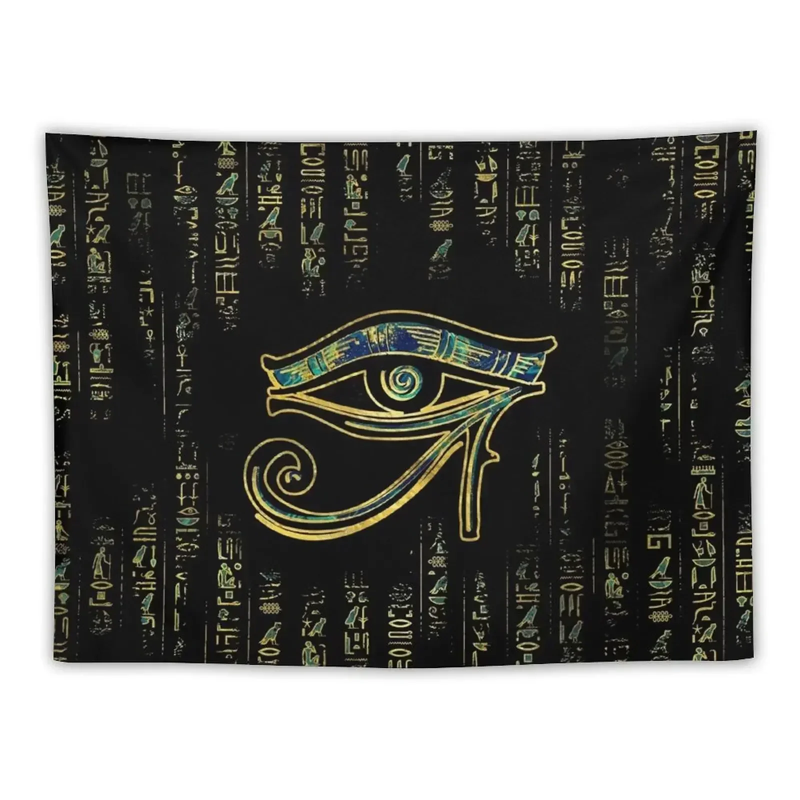 

Egyptian Eye of Horuson hieroglyphics gold and marble Tapestry Decoration Room Home Decorating Room Aesthetic Tapestry