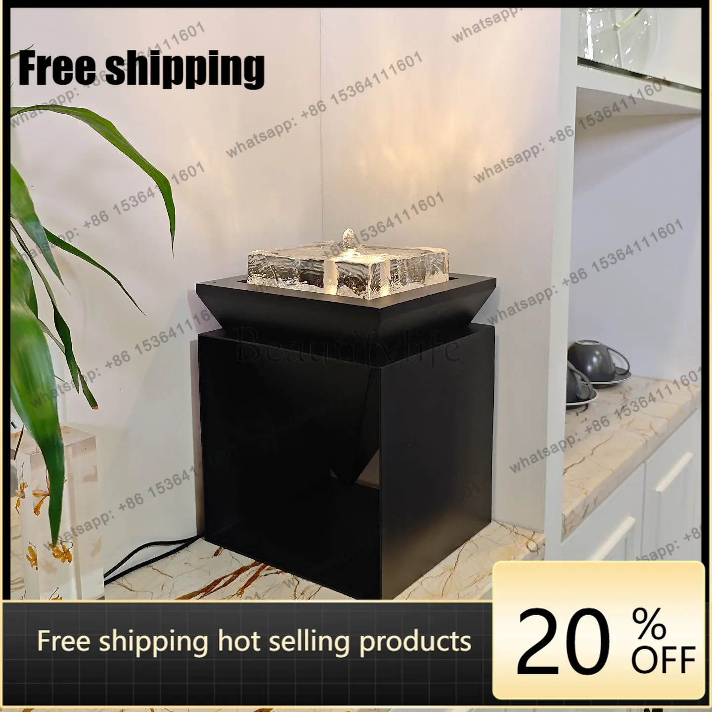 HOT light luxury modern flowing water ornament high-end sense lucky desktop water feature
