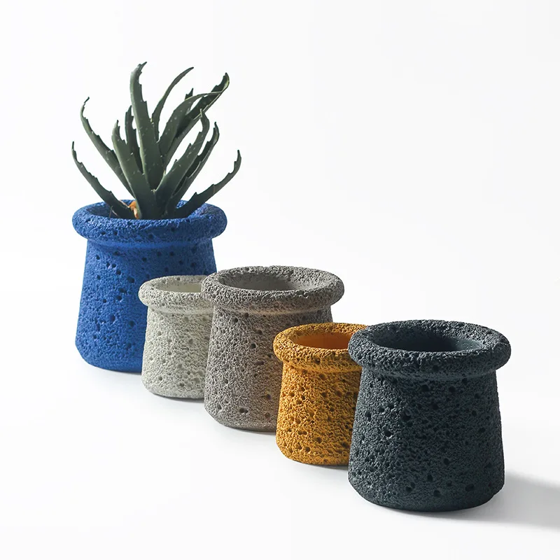 Colorful Moon Texture Fleshy Potted Planter Pot Cement Pattern Planter Pot