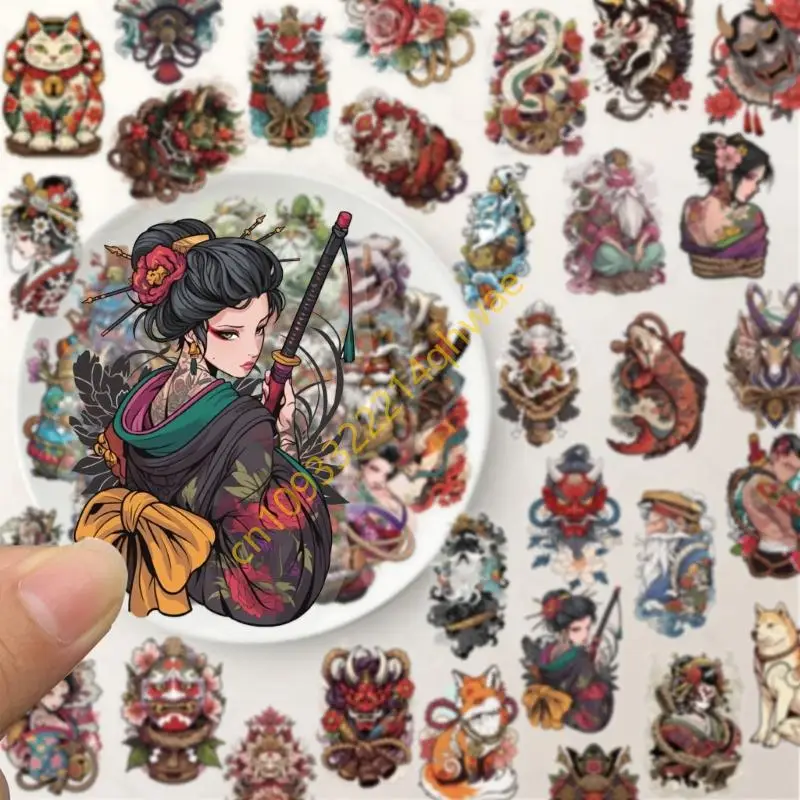50 Pieces/pack Japanese Tattooing Design Sticker PET Decal Water Resistant Sticker for Adults and Tattooing Lover
