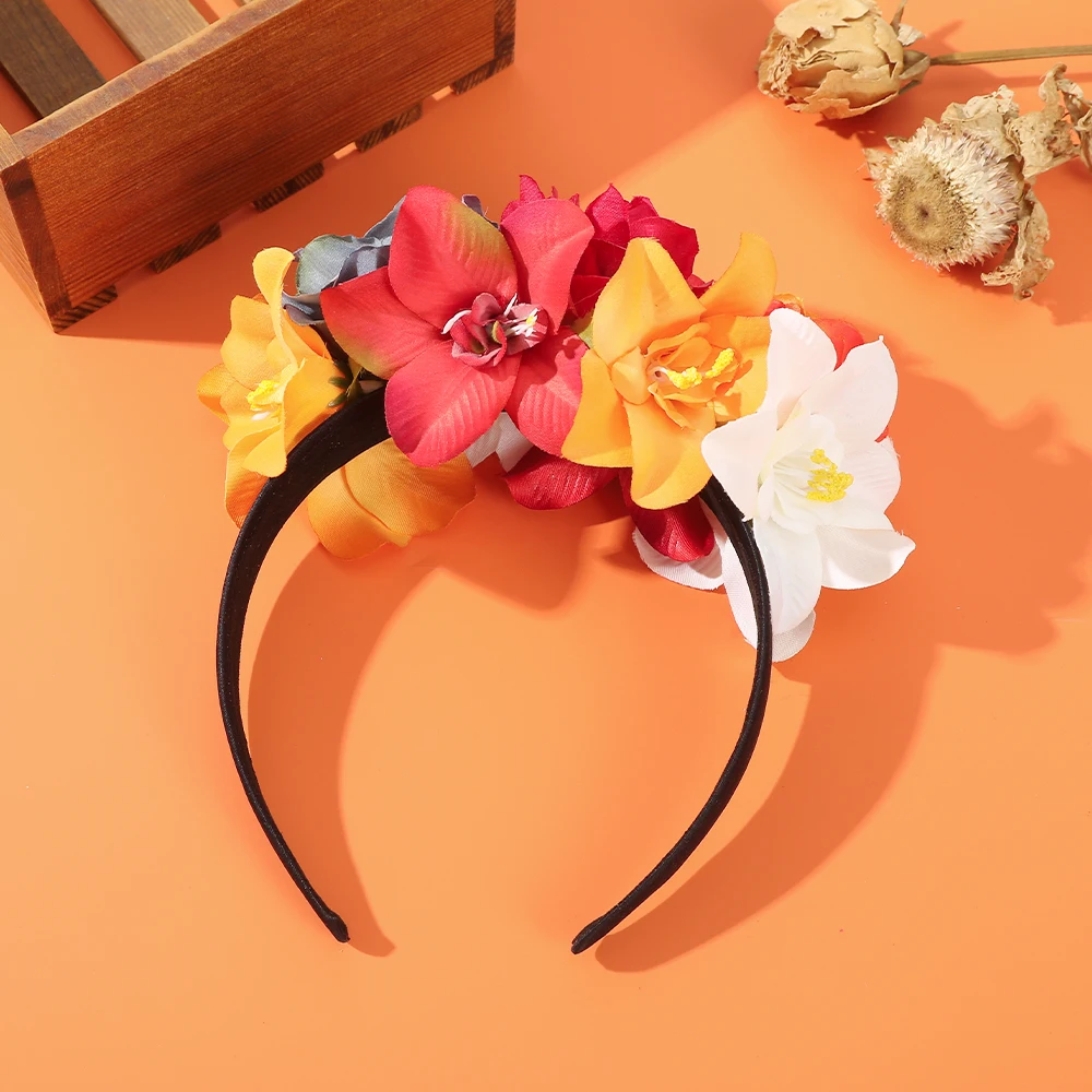 Halloween Flower Hair Band Hair Hoop Rose Flowers Crown Headband Festival Hair Garland Cosplay Party Wedding Hair Accessories