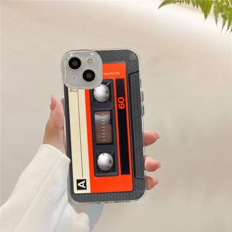 Phone Case for IPhone 16 15 14 13 12 11 Pro Max X XS MAX 7 8Plus SE Retro Vintage Old Cassette Tape Silicone TPU Soft Back Cover