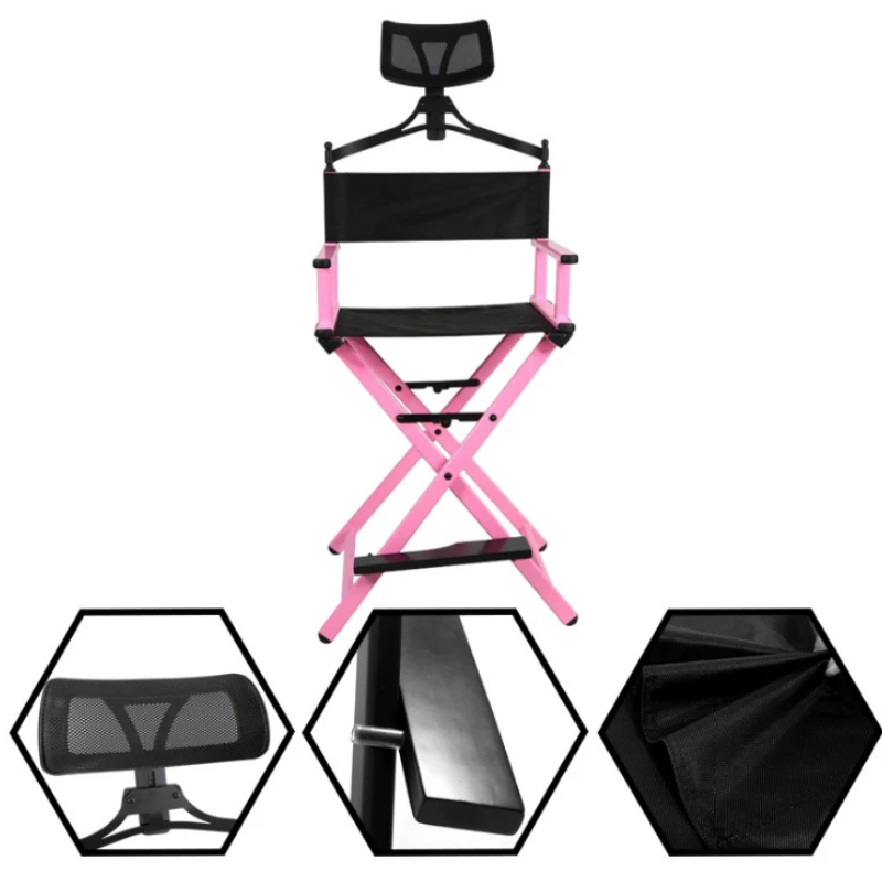 

Foldable Portable Upgraded Director Makeup Artist Chair with Head Pillow