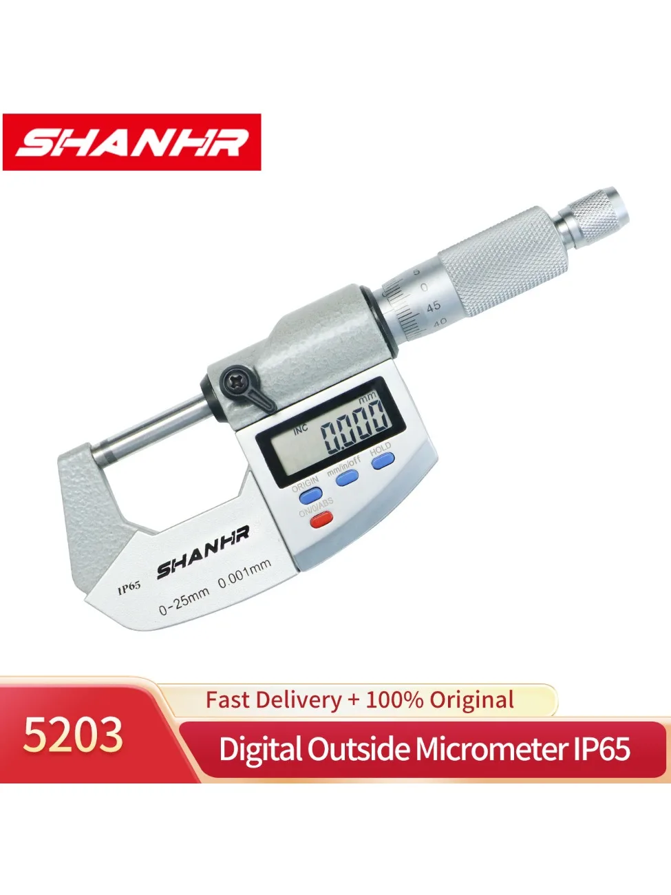 SHANHR IP65 Wodoodporny Cyfrowy Mikrometr Suwmiarkowy 0,001mm Elektroniczny Cyfrowy Mikrometr Suwmiarkowy Narzędzia Pomiarowe — zdjęcie 2