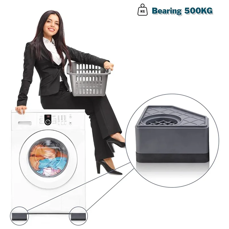 A67P-وسادة مضادة للاهتزاز للغسالة غسالة مجفف الركائز ترتدي منصات القدم المطاطية المربعة #5