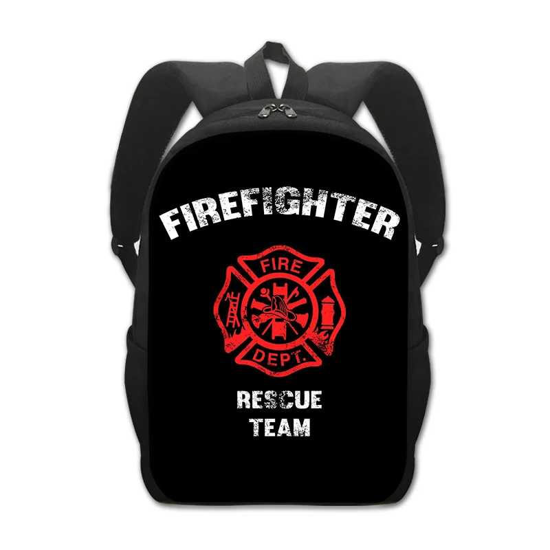 Fireman Rescue Team Print Backpack Women Men Cool Firefighter Student School Bags for Kids Bookbag Laptop Daypack Rucksacks Gift