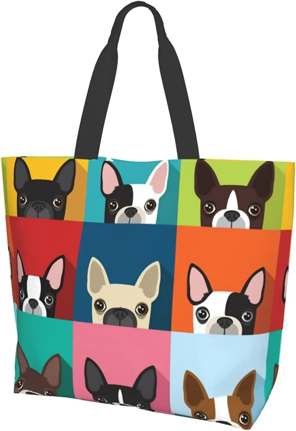 Bolsa de ombro bonito do buldogue francês para mulheres, bolsa, alça superior, bolsa, trabalho, escola, viagem, compras, casual, moda