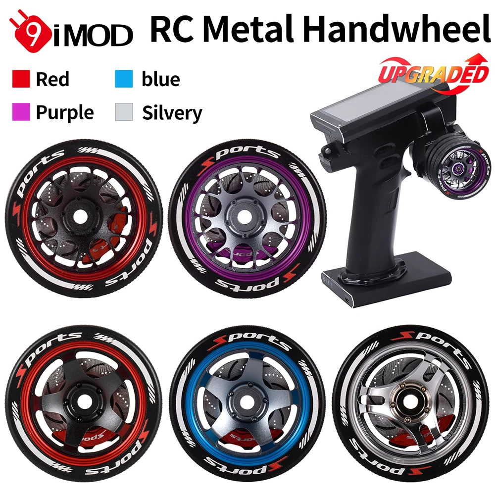 9imod รีโมทคอนโทรลโลหะวงล้อมือหมุน RC สำหรับ Flysky/Futaba/Sanwa/wfly Series Setir mobil