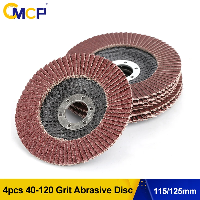 

CMCP Sanding Disc Flat Flap Disc 4pcs 115 125mm Grinding Wheel for Angle Grinder Abrasive Polishing Tools 40 60 80 120 Grit