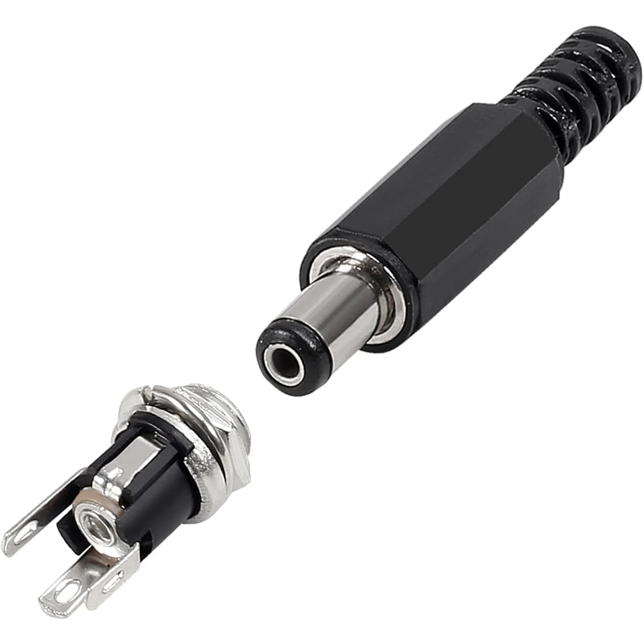 5 Juegos de conector de montaje en Panel hembra, conector de clavija de alimentación CC de 5,5x2,1 MM, bloqueo de conector macho de cobre sólido y hembra