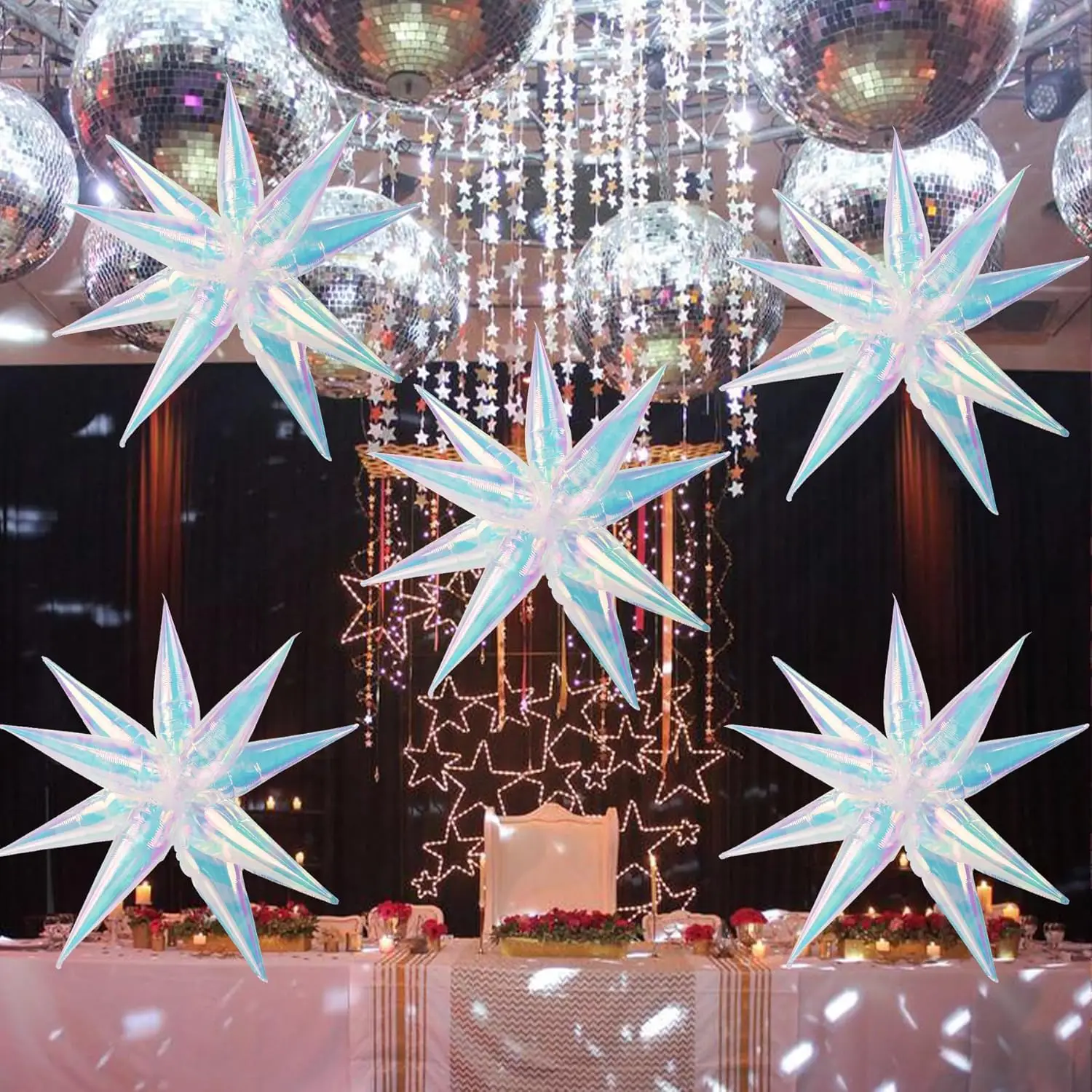 60/24/12 قطعة قزحي الألوان النجمي بالون انفجار ستار احباط بالونات مخروط سبايك بالونات لحفل الزفاف عيد ميلاد العازبة ديكور #4