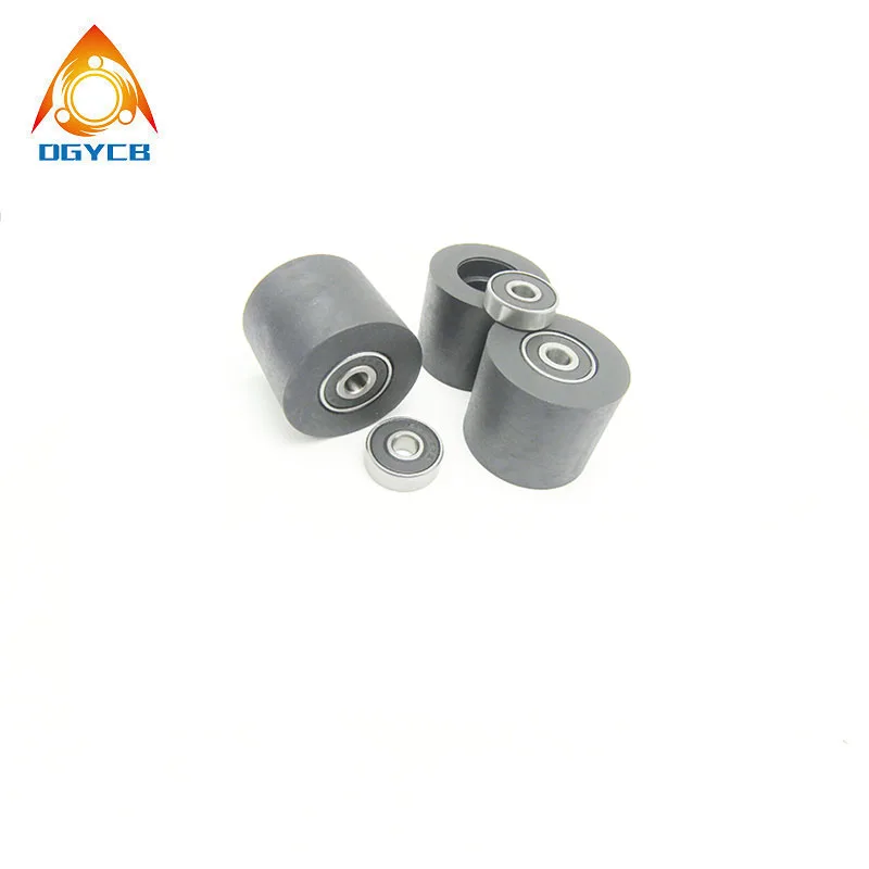 1 szt. rolka poliuretanowa z podwójnym łożyskiem 6x35x30 PUT62635-30, cicha rolka prowadząca płaska, średnica 35mm, otwór 6mm, gumowa rolka 6*35*30