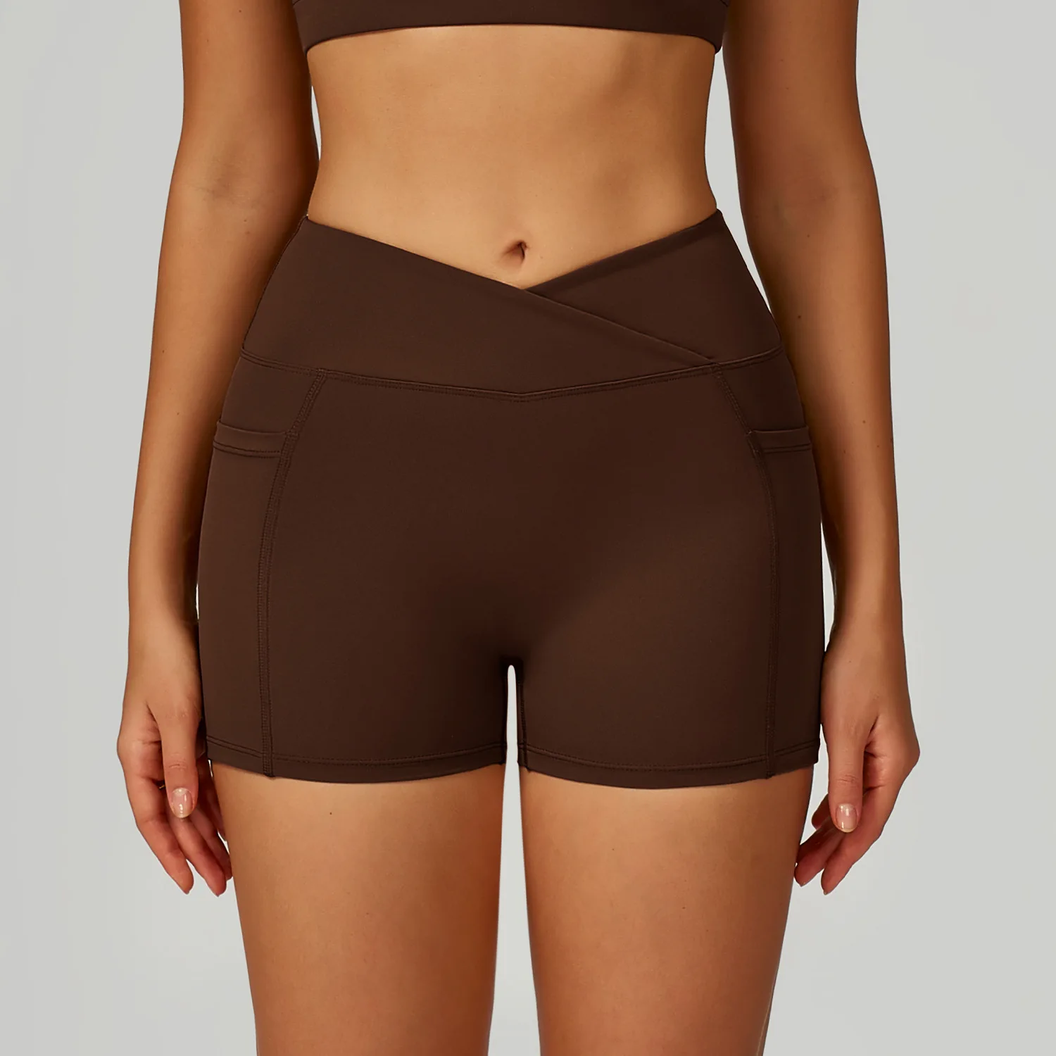 Cross Waist Butt Lifting Yoga Shorts High Waist Hip Push Up Running Short Pants Quick Dry Gym Body Shaper Workout Fitness Tights