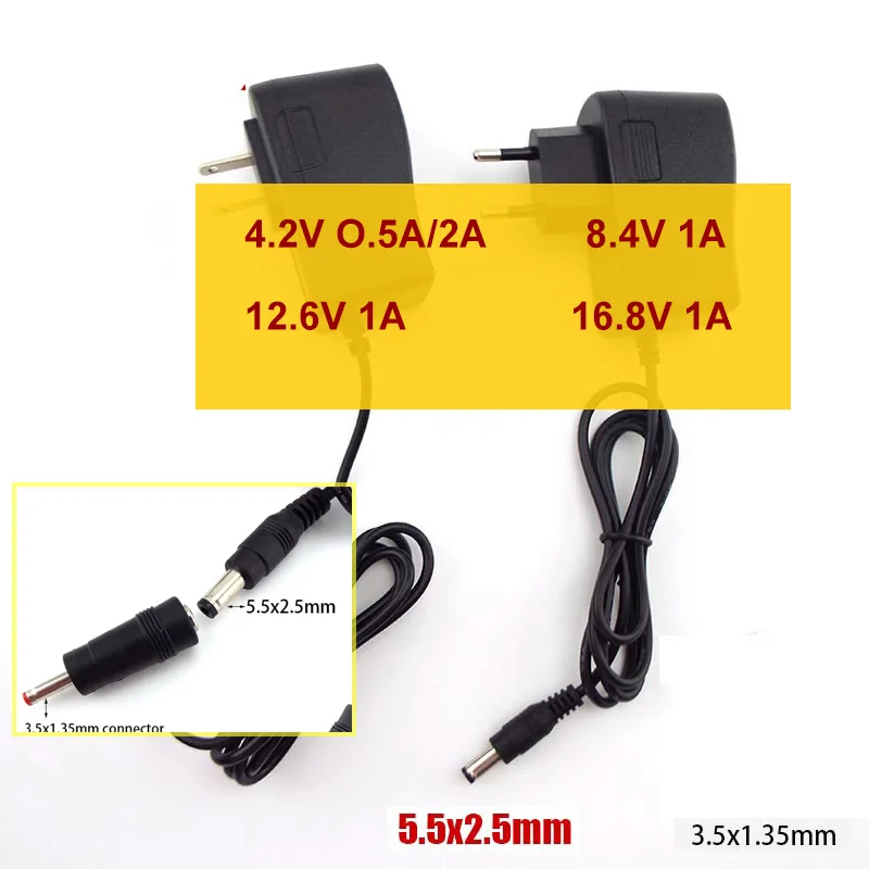 AC to DC 4.2V 8.4V 12.6V 16.8V 1A 1000MA 2A Adapter Power Supply 8.4 12.6 16.8 V Volt charger plug for 18650 lithium battery
