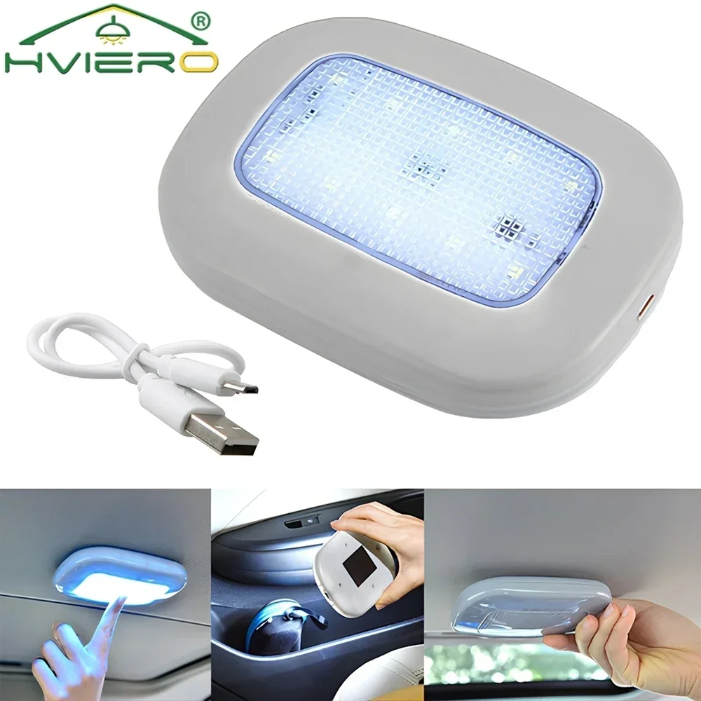 

Auto Interior Dome Night Light Room 10Led Bulbs USB Charging DC 5V Roof Reading Touch Atmosphere Decoration White Lighting Lamps