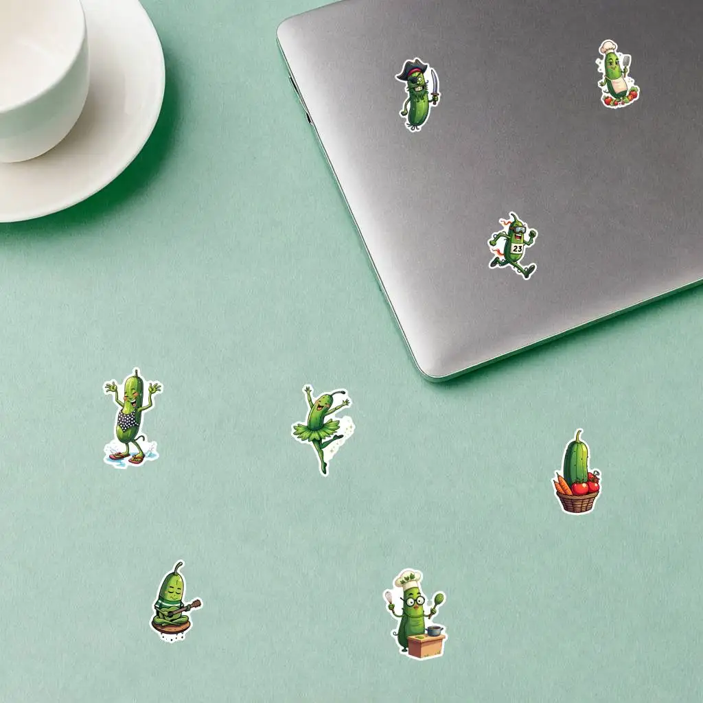 35pcs-50pcs Humorous Vegetable Personification Stickers Cartoon Pickle Characters Stationery Stickers Cartoon Stickers For DIY