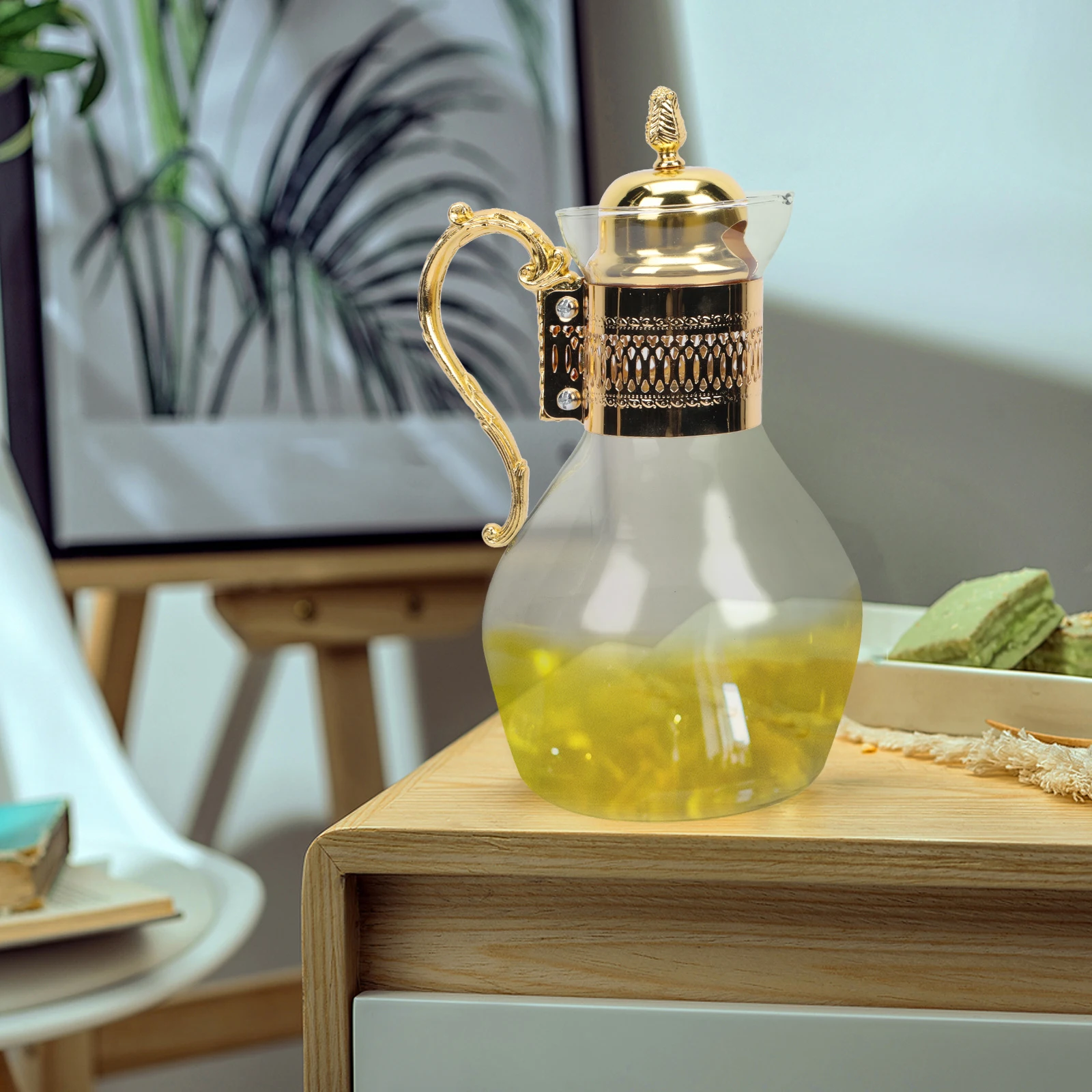 

Vintage Coffee Kettle Made of Strong Zinc Alloy and Clear Glass High Capacity Heatable Teapot for Afternoon Tea Service