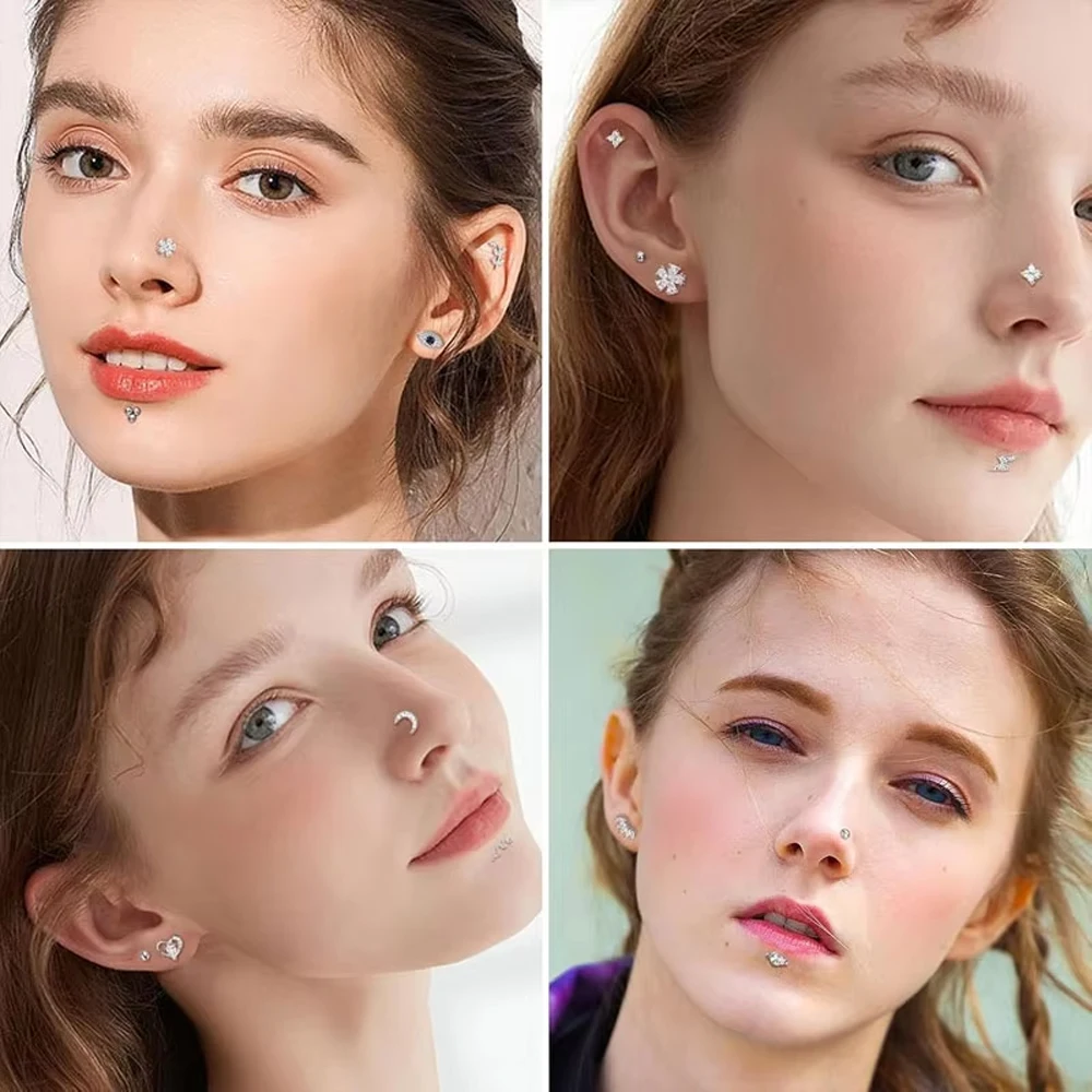 10 Stück G23 ASTM F36 Titan Labret 16G 18G Innengewinde Plug Septum Ohr Lippen Nase Piercing Tragus Körperschmuck Zubehör – Detail 6