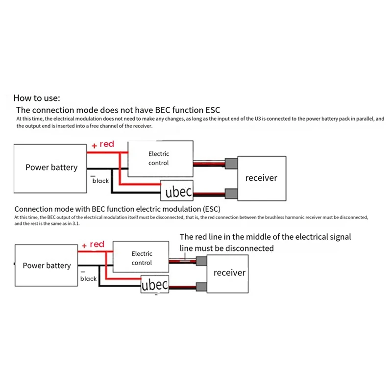 3A ตัวรับสัญญาณ FPV 2-5S สำหรับเครื่องบิน RC ตัวควบคุมแหล่งจ่ายไฟฟ้าภายนอก (UBEC) โมดูลควบคุมการก้าวลง5V