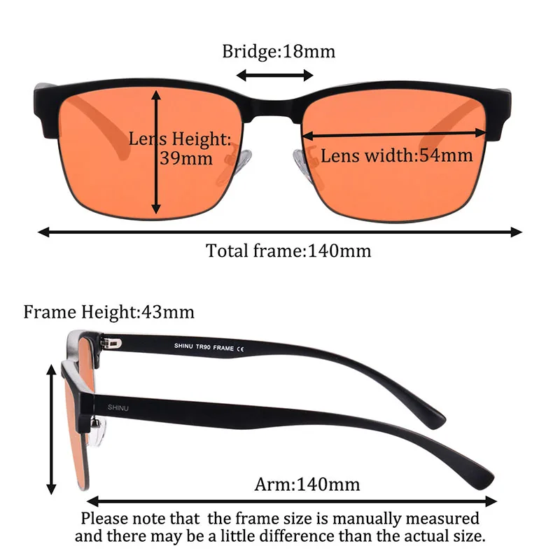 Men’s glasses Orange lenses blue light blocking computer glasses men light blue Eyeglasses 99% blocking for game long time jobs